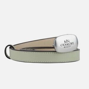 Coach Mint Green Leather Belt with Silver Buckle
